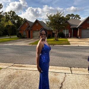 Windsor Blue Lace Prom Dress